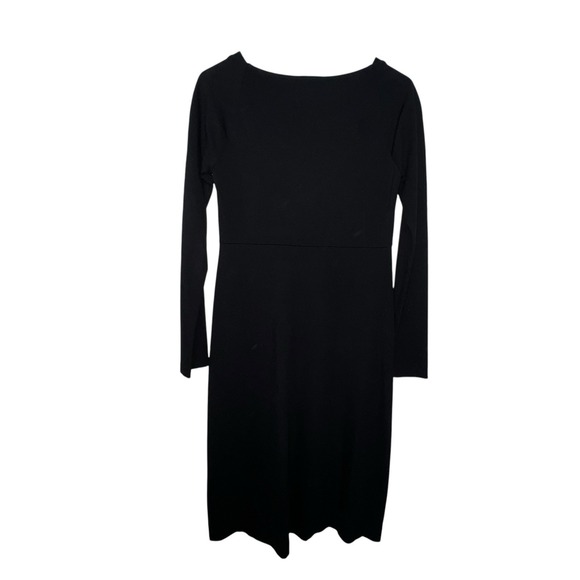 Talbots Dress Women Size 2 Black Ponte Long Sleeve V Cross Over Neck Shift New - Picture 3 of 9